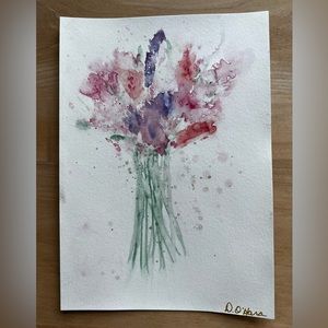 Beautiful Handpainted abstract watercolour flowers
